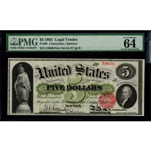 $5 New Series 24-65 at bottom right Type 2 Legal Tender Issues 63