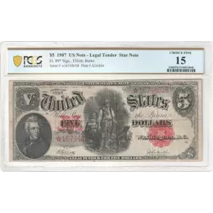 $5  Small Red, scalloped Legal Tender Issues 89*