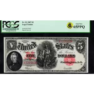 $5  Small Red, scalloped Legal Tender Issues 91 (2)