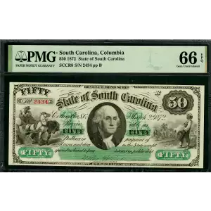 $50 1872 State of South Carolina Columbia Cr. 8 