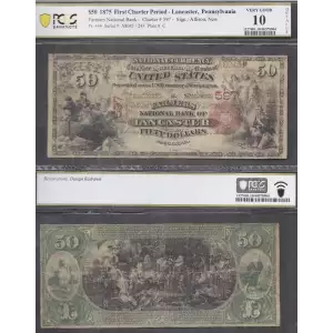 $50 1875 Red with scallops First Charter Period 444