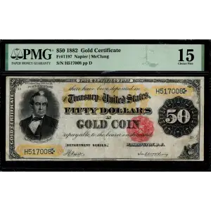 $50 1882 Small Red Gold Certificates 1197 (2)