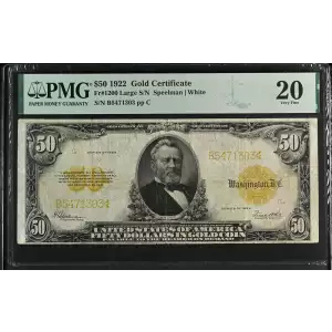 $50 1922 Gold Gold Certificates 1200