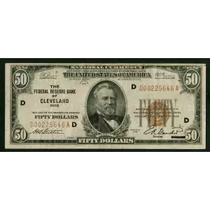 $50 1929 brown seal Small Federal Reserve Bank Notes 1880-D