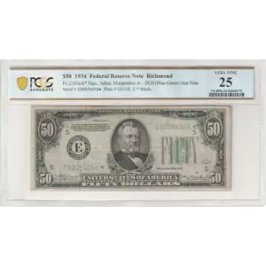 $50 1934 blue-Green seal. Small Size $50 Federal Reserve Notes 2102a-E* (2)