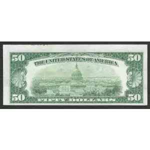 $50 1950 blue-Green seal. Small Size $50 Federal Reserve Notes 2107-J