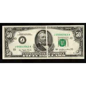 $50 1977 blue-Green seal. Small Size $50 Federal Reserve Notes 2119-J