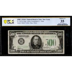 $500 1934-A.  High Denomination Notes 2202-B (2)