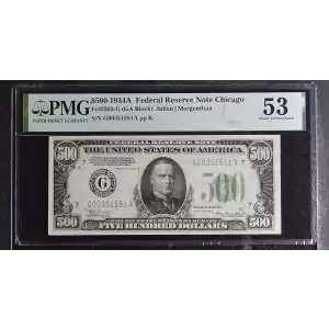 $500 1934-A.  High Denomination Notes 2202-G