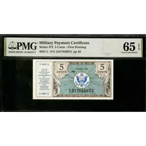 5c Series 472 Military Payment Certificate First Printing Gem Unc 65EPQ