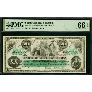 Columbia, SC- State of South Carolina $20 Mar. 2, 1872 Cr. 7  
