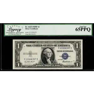 $1 1935-F blue seal. Small Silver Certificates 1615