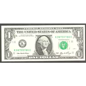 $1 2006 Green seal. Small Size $1 Federal Reserve Notes 1933-K