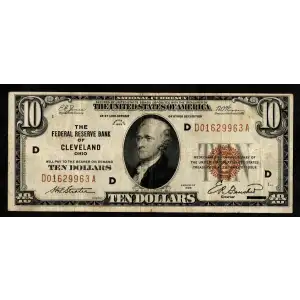 $10 1929 brown seal Small Federal Reserve Bank Notes 1860-D (2)