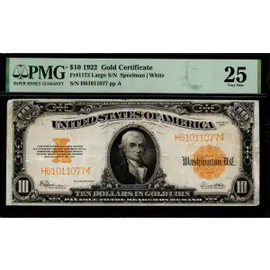 $10 1922 Gold Gold Certificates 1173