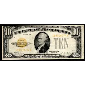 $10 1928 Gold Seal Small Size Gold Certificates 2400