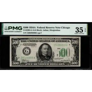 $500 1934-A.  High Denomination Notes 2202-G