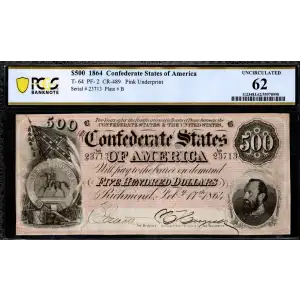 $500   Issues of the Confederate States of America CS-64 (2)