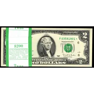 $2 1995 Green seal Small Size $2 Federal Reserve Notes 1936-F*