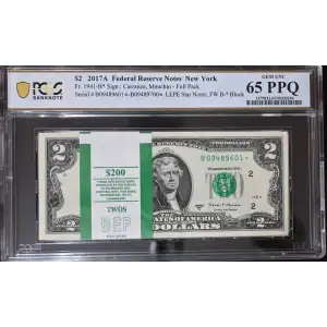 $2 2017-A. Green seal Small Size $2 Federal Reserve Notes 1941-B*