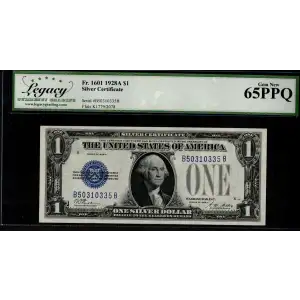 $1 1928-A blue seal. Small Silver Certificates 1601