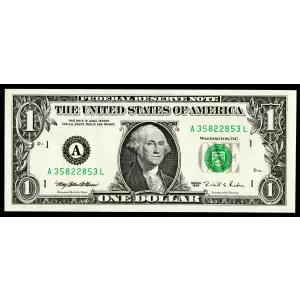 $1 1995 Green seal. Small Size $1 Federal Reserve Notes 1921-A