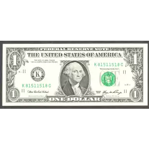 $1 2006 Green seal. Small Size $1 Federal Reserve Notes 1933-K