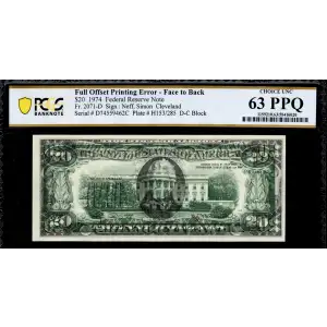 $20 1974 blue-Green seal. Small Size $20 Federal Reserve Notes 2071-D