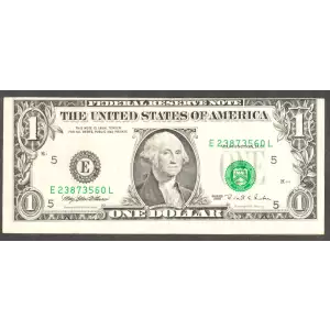 $1 1995 Green seal. Small Size $1 Federal Reserve Notes 1921-E