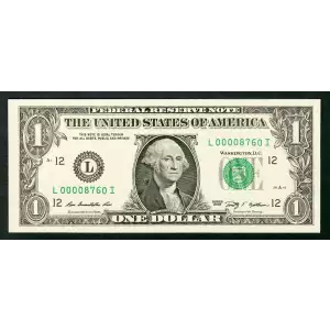 $1 2009 Green seal. Small Size $1 Federal Reserve Notes 1934-L
