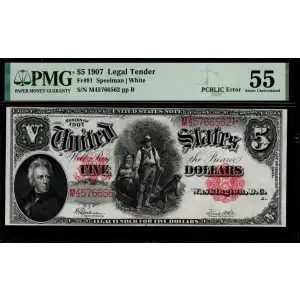 $5  Small Red, scalloped Legal Tender Issues 91