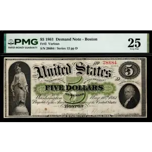 $5   Legal Size Notes The Demand Notes of 1861 3