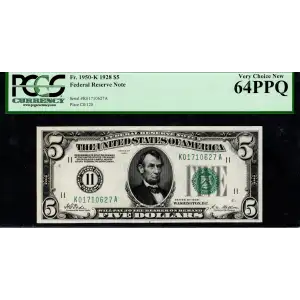 1928 $5 K01710617A PCGS Currency 64 PPQ