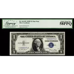 $1 1935-E blue seal. Small Silver Certificates 1614*