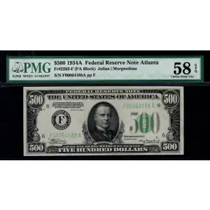$500 1934-A.  High Denomination Notes 2202-F