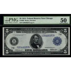 $5 1914 Blue Seal Federal Reserve Notes 868