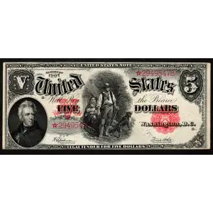 $5  Small Red, scalloped Legal Tender Issues 91* (2)