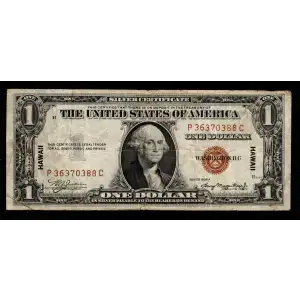 $1 1935-A brown seal Emergency Notes Issued During WW2 2300