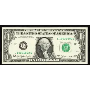 $1 1977-A. Green seal. Small Size $1 Federal Reserve Notes 1910-L