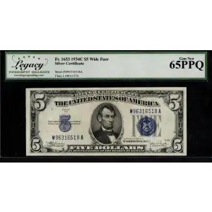 $5 1934-C blue seal. Small Silver Certificates 1653