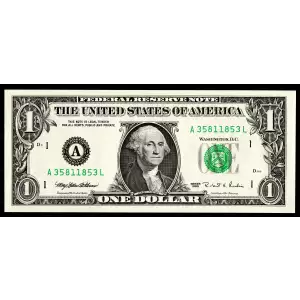 $1 1995 Green seal. Small Size $1 Federal Reserve Notes 1921-A
