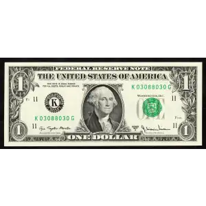$1 1977-A. Green seal. Small Size $1 Federal Reserve Notes 1910-K