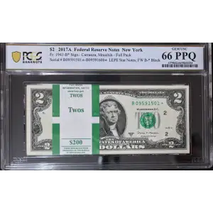 $2 2017-A. Green seal Small Size $2 Federal Reserve Notes 1941-B*