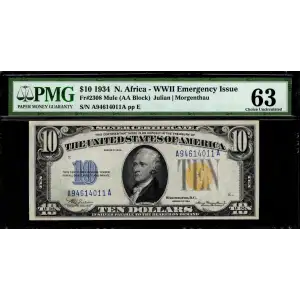 $10 1934 yellow seal Emergency Notes Issued During WW2 2308 (2)