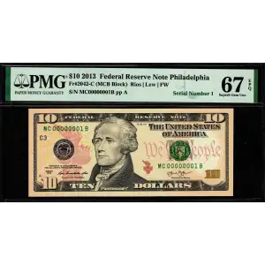 $10 2013 Treasury seal. Small Size $10 Federal Reserve Notes 2042-C