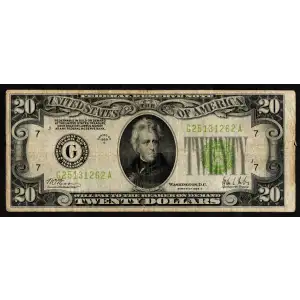 $20 1928-C. Green seal. Small Size $20 Federal Reserve Notes 2053-G