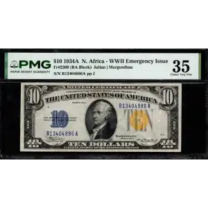 $10 1934-A yellow seal Emergency Notes Issued During WW2 2309