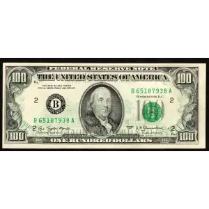 $100 1977  Small Size $100 Federal Reserve Notes 2168-B