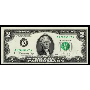 $2 1976 Green seal Small Size $2 Federal Reserve Notes 1935-A