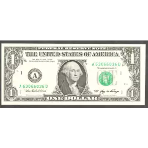 $1 2006 Green seal. Small Size $1 Federal Reserve Notes 1933-A